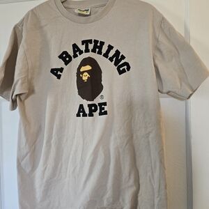 A BATHING APE Classic Logo Tee in Light Beige